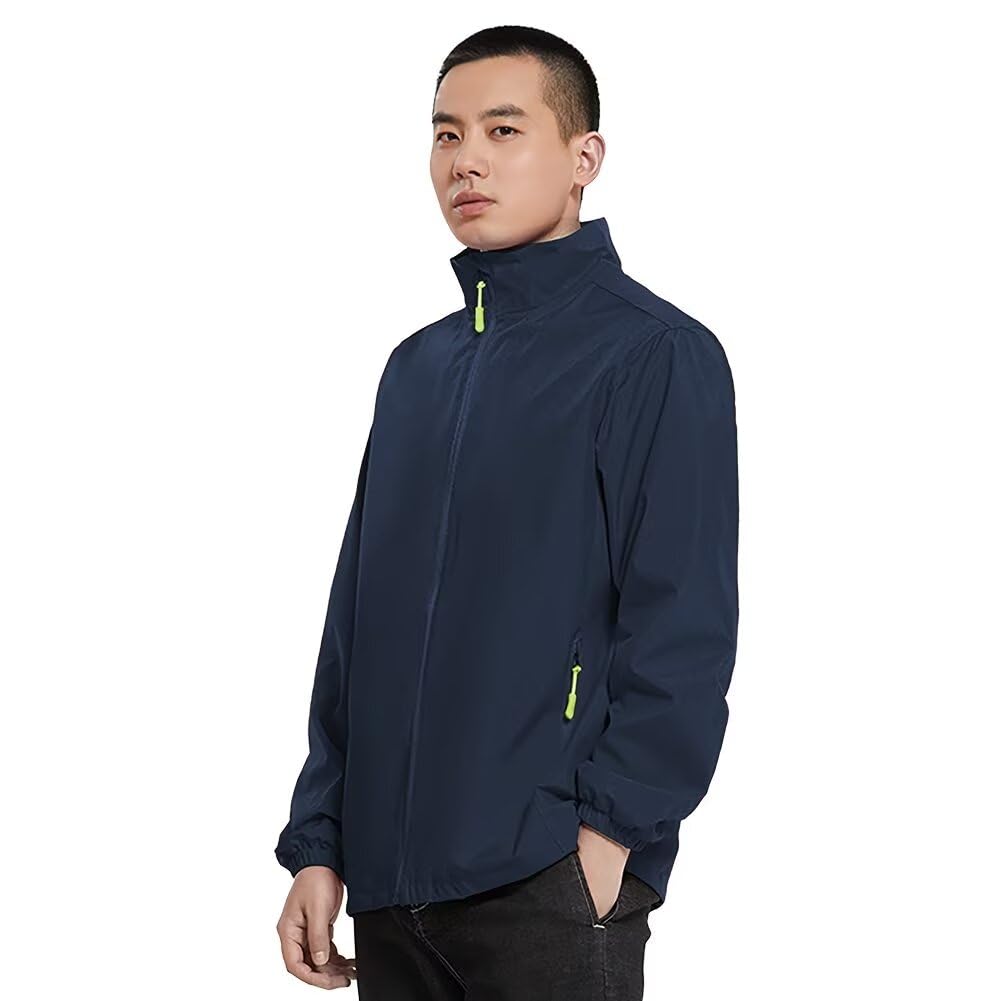 【送料無料】[Nesseo] ウィンドブレーカー メンズ 薄手 ジャンパー ブルゾン 撥水 防風 フード無し 作業服 軽量 登山服 ジャケット アウター マウンテンパーカーカ ジュアル 無地 2816M-na-3XL