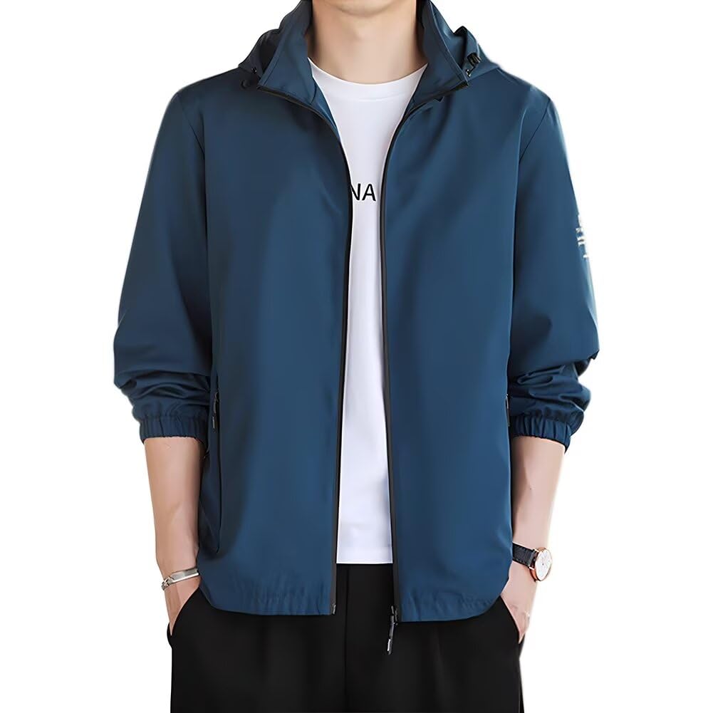 【送料無料】[Nesseo] ウィンドブレーカー ジャンパー ブルゾン メンズ 薄手 ランニング 春秋冬服 撥水 防風 フード付き 作業服 軽量 登山服 ジャケット マウンテンパーカー アウター スポーツ 無地 Nwc2236-na-5XL