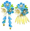 【送料無料】【JZOON】髪飾り ヘアアクセサリー つまみ細工 お花 鈴 金属タレ飾り パール クリップ仕様 七五三 卒園式 入学式 卒業式 成人式 結婚式 着物 浴衣 袴 振袖 洋服 和風 かわいい 伝統的 立体感 おしゃれ 青 H2222