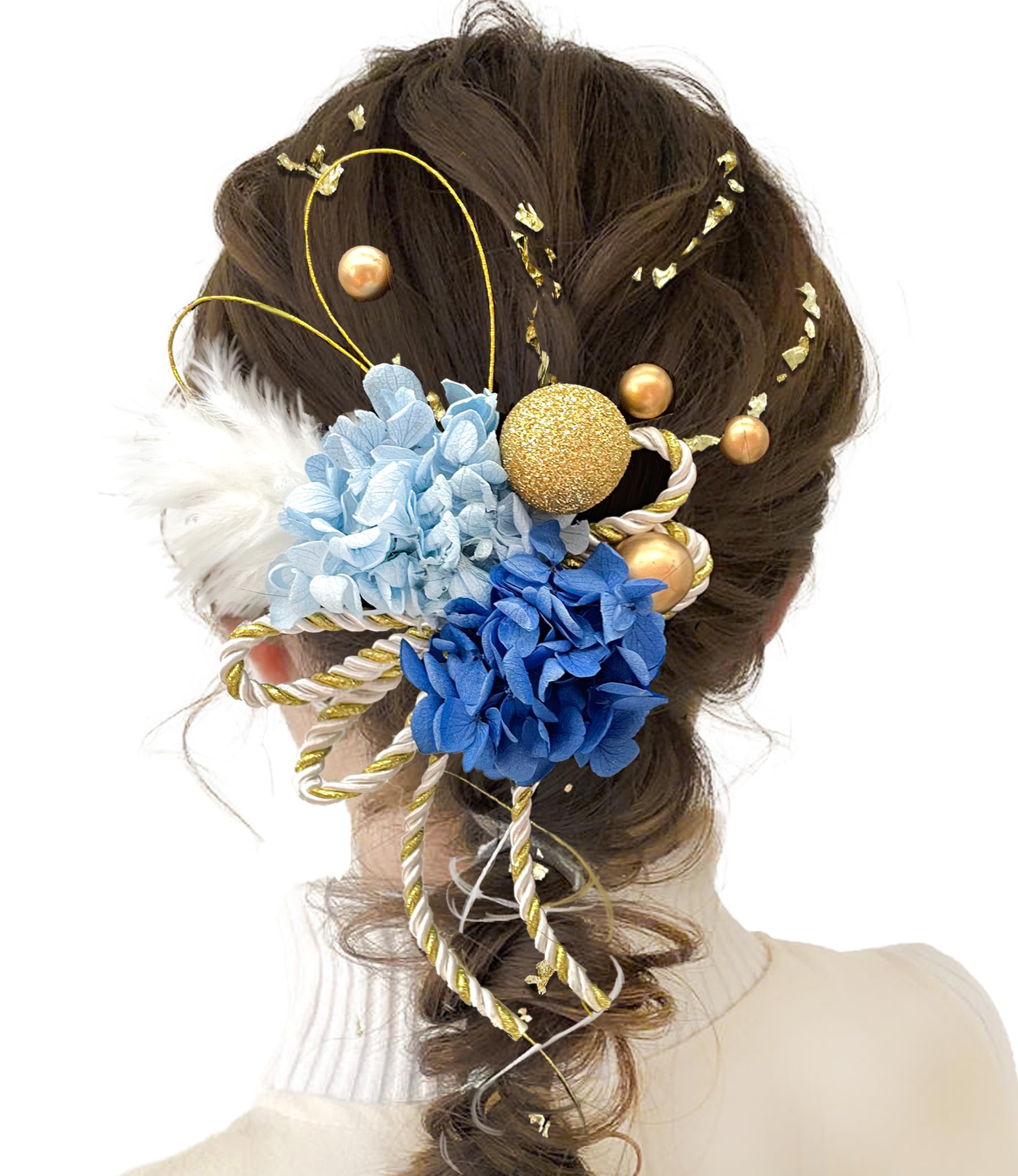 【送料無料】[JZOON] 卒業式 髪飾り10色展 成人式 卒業式 ドライフラワー 水引 金箔 かすみ草 カスミソウ 組紐 人気 ロープ ヘアアクセサリー 前撮り 振袖 結婚式 和装 袴 着物 浴衣に ブライダル ヘッドパーツ ゴールドピン アンティークベリー 網 造花 手作り 専用ケ