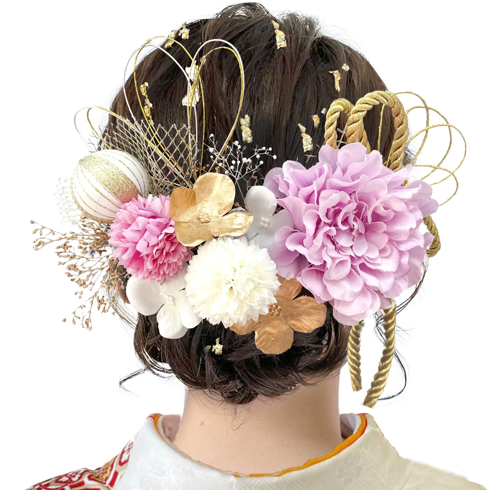 【送料無料】[JZOON] 8色展開 ドライフラワー 髪飾り ダリア 造花飾り 和玉 赤 ヘアアクセサリー 成人..