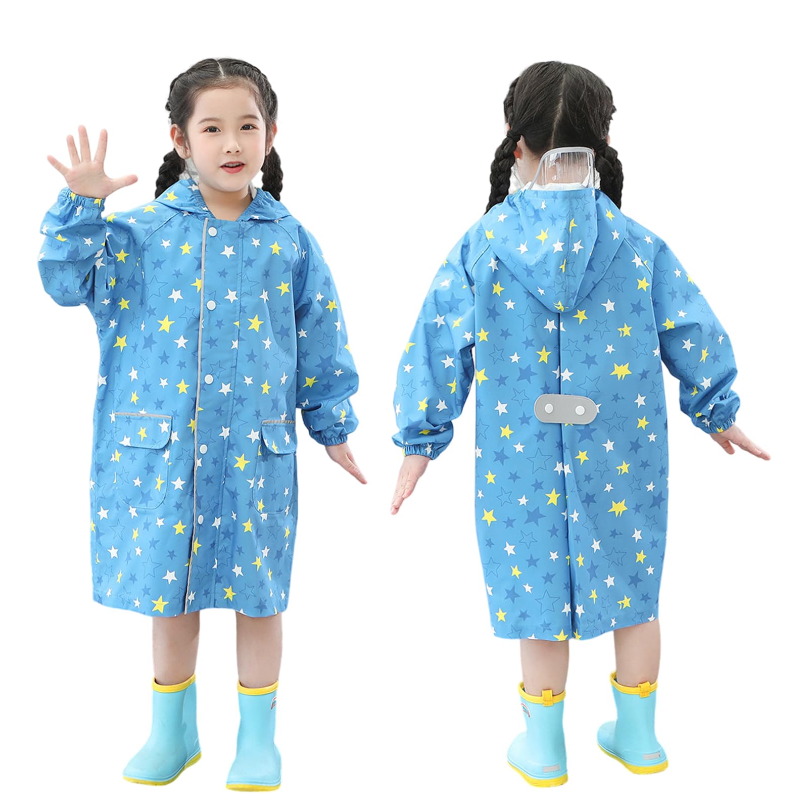 【送料無料】[Moerstar] レインコート キッズ レインポンチョ レインウェア ひも付きフード ランドセル..