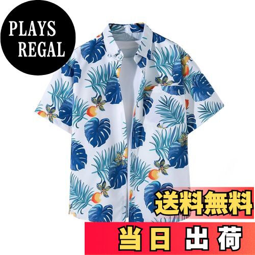 【送料無料】[Moerstar] アロハシャツ メンズ レディース ビーチシャツ ハワイ風 花柄 夏 半袖 開襟 ペアルック おもしろ 薄手 大きいサイズ かっこいい クール トロピカル 速干 紫外線 トラブル 旅行 六色 (JP, アルファベット, L, ホワイト1129)