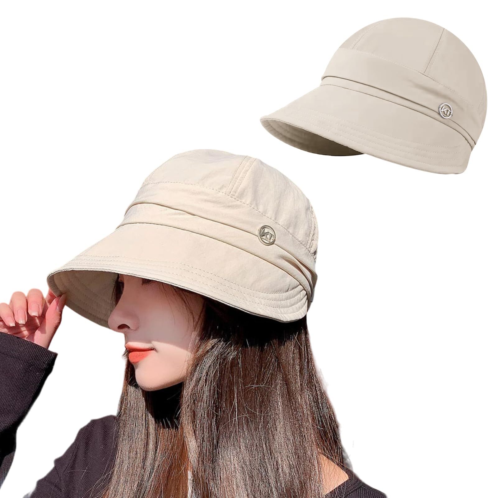 【送料無料】[Moerstar] UVカット 帽子 レディース ハット 日除け帽子 キャップ ハンチング帽 つば広 首筋まで日焼け対策 通気性 軽量 折りたたみ 持ち運び便利 小顔効果 園芸 旅行 通勤 アウトドア サイズ調節 3色 (JP, アルファベット, Free Size, ホワイト)