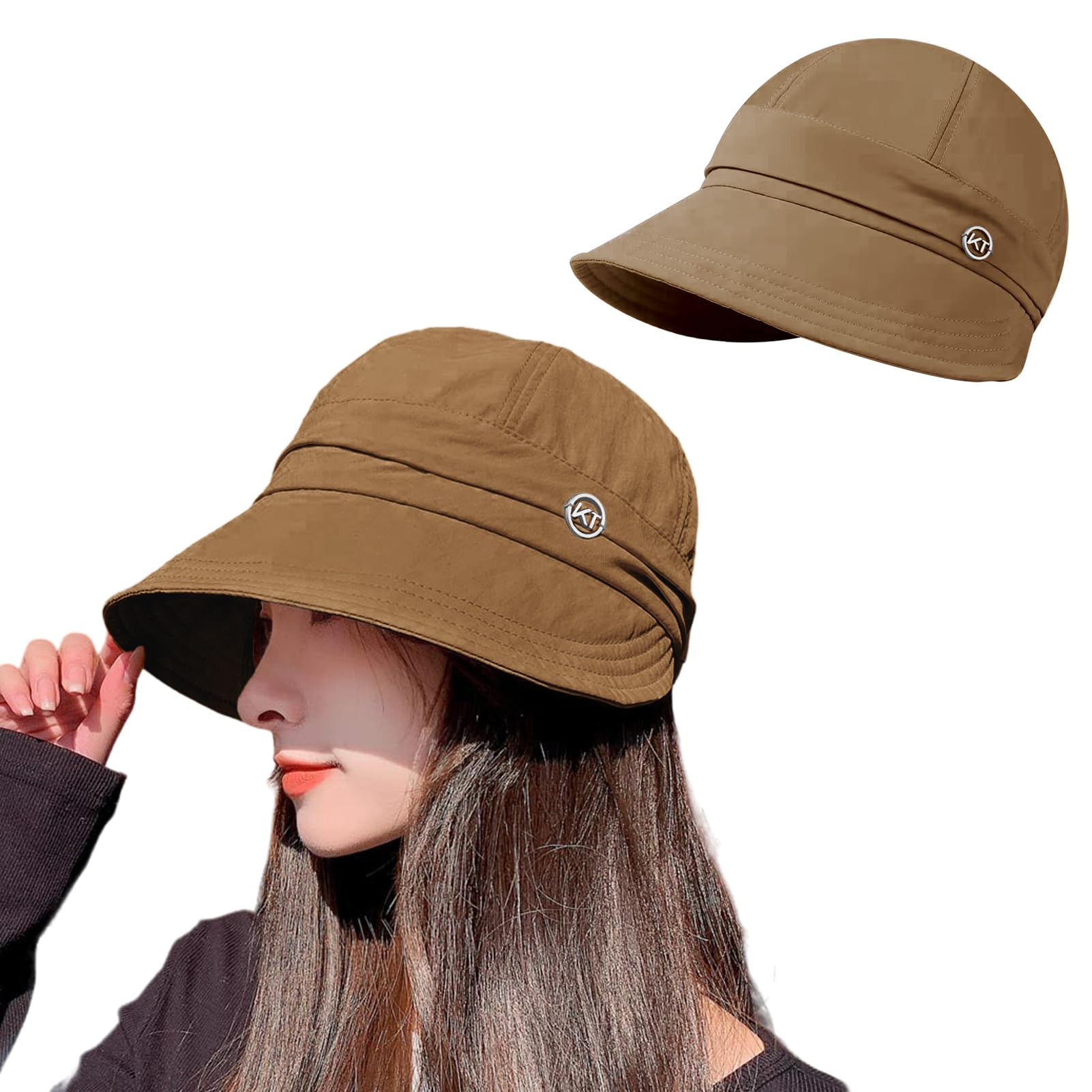 【送料無料】[Moerstar] UVカット 帽子 レディース ハット 日除け帽子 キャップ ハンチング帽 つば広 首筋まで日焼け対策 通気性 軽量 折りたたみ 持ち運び便利 小顔効果 園芸 旅行 通勤 アウトドア サイズ調節 3色 (JP, アルファベット, Free Size, カーキ)