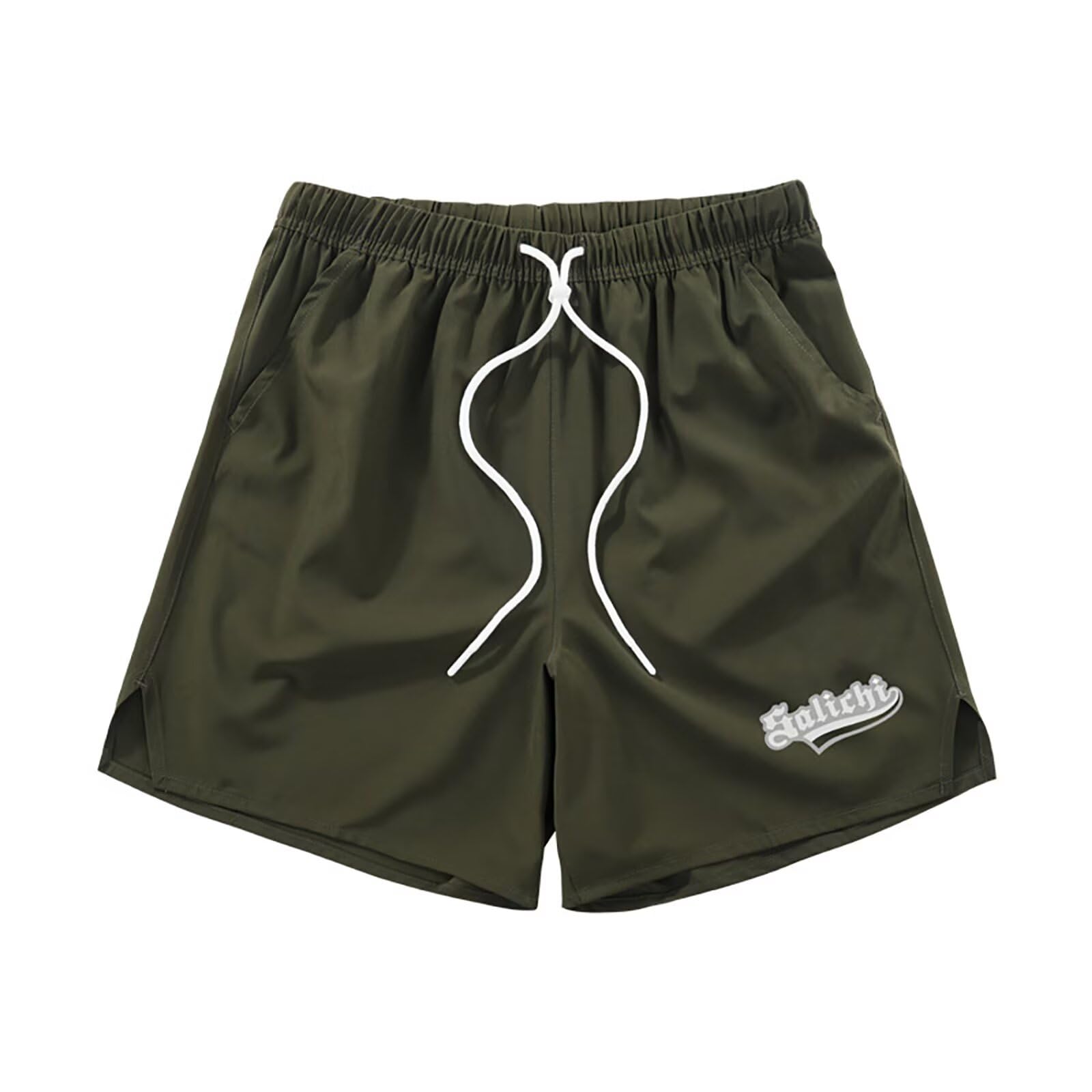 【送料無料】[ORBU] バスケットパンツ メンズ スポーツ アメリカン シンプルフラグ プリント 短パン シンプルな無地 ウェア ランニング トレーニング ショートパンツ ポケット付き ウエスト 調整可能 速乾 通気（インクグリーン-M）