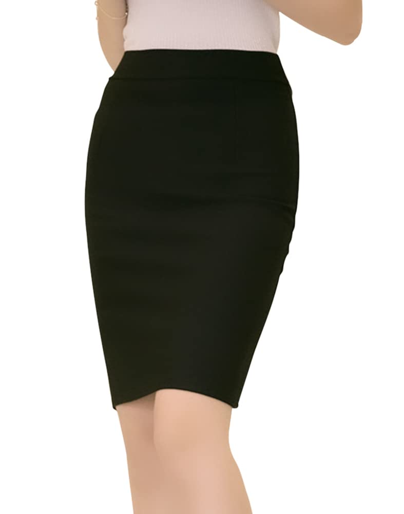 【送料無料】[Euyqs] ハイウエスト OL ペンシルスカート 後ろスリット入り ストレッチ素材 オフィスカジュアル 春夏秋(JP, アルファベット, XL, #2 ブラック)
