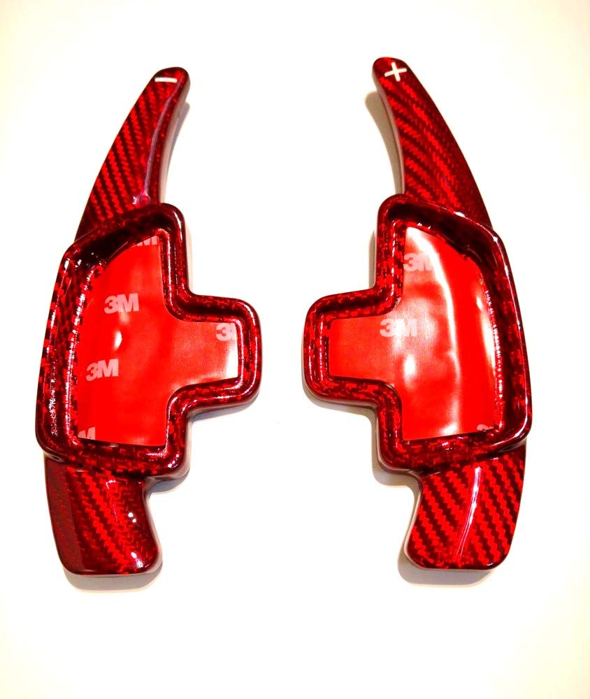 【送料無料】EVOGEAR 社外品 ベンツ 専用 パドルシフトカバー カーボン製 パドルシフトエクステンション (red carbon)