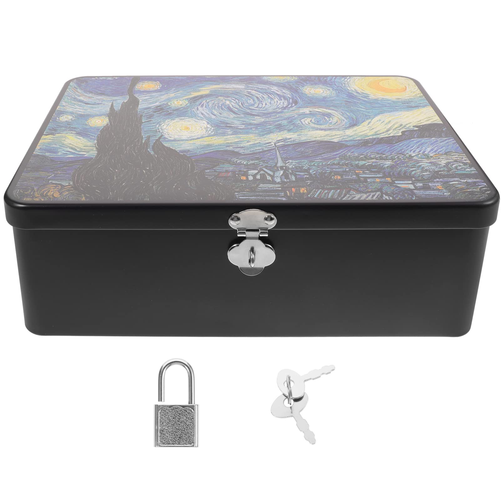 【送料無料】NUOLUX ブリキ缶 缶ケース 収納ボックス 雑貨入れ 蓋付き 鍵付きボックス 思い出箱 小さ目ボックス 小物いれ ビンテージ コレクションボックス ギフトボックス 24.5X18X8.5CM