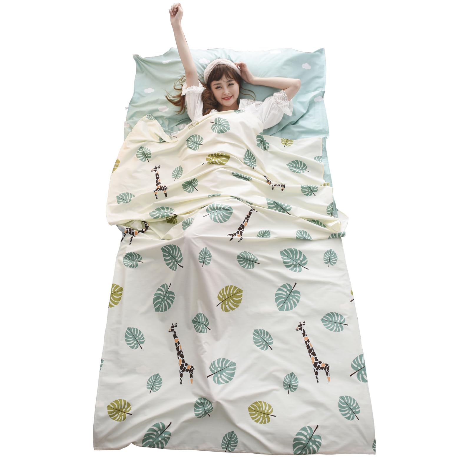 【送料無料】TRIWONDER インナーシーツ トラベルシーツ 100％綿 インナーシュラフ 寝袋インナー 封筒型 軽量 コンパクト シュラフ シーツ寝袋 アウトドア用寝具 キャンプ ホテル用 ハイキング 車中泊 地震対策 防災用品 室内外通用 (ホワイト, M - 120x230 cm)