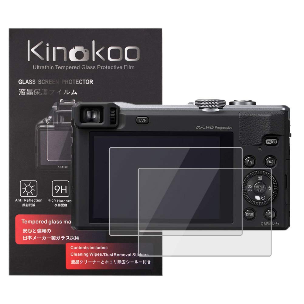 【送料無料】kinokoo 液晶保護フィルム Panasonicデジタルカメラ Lumix DMC-ZS40/Lumix DMC-TZ60専用 硬度9H 高透過率 耐指紋 気泡無し 強化ガラス 厚さ0.3mm 2枚セット 標識クロス付き(ZS40/TZ60専用)