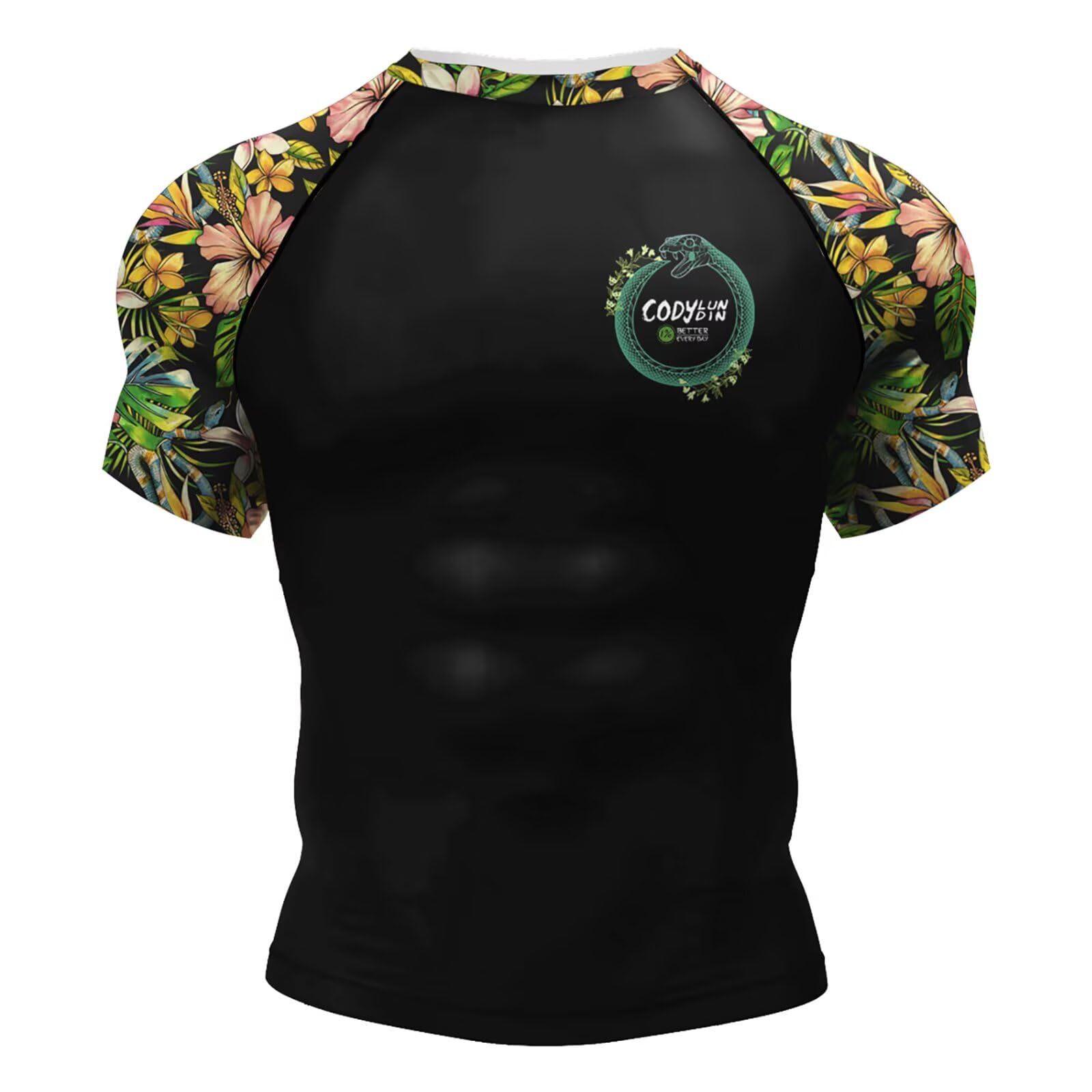 【送料無料】[ORBU] コンプレッション 半袖 メンズ ジム 筋トレ Tシャツ プリント柄 インナー パワース..