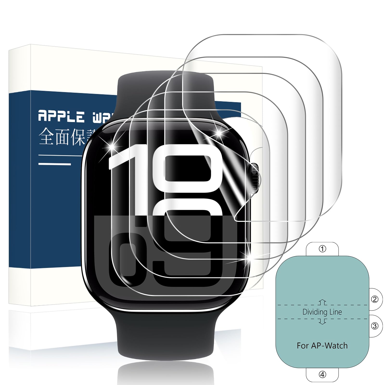 【送料無料】PRODELI For Apple Watch Series 10 42mm 用 フィルム TPU素材 衝撃吸収 キズ修復 気泡レス 柔らかい 高透過率 取扱簡単 隅浮き防止 アップルウォッチ Series 10 第10世代 液晶保護フィルム【5枚入り】