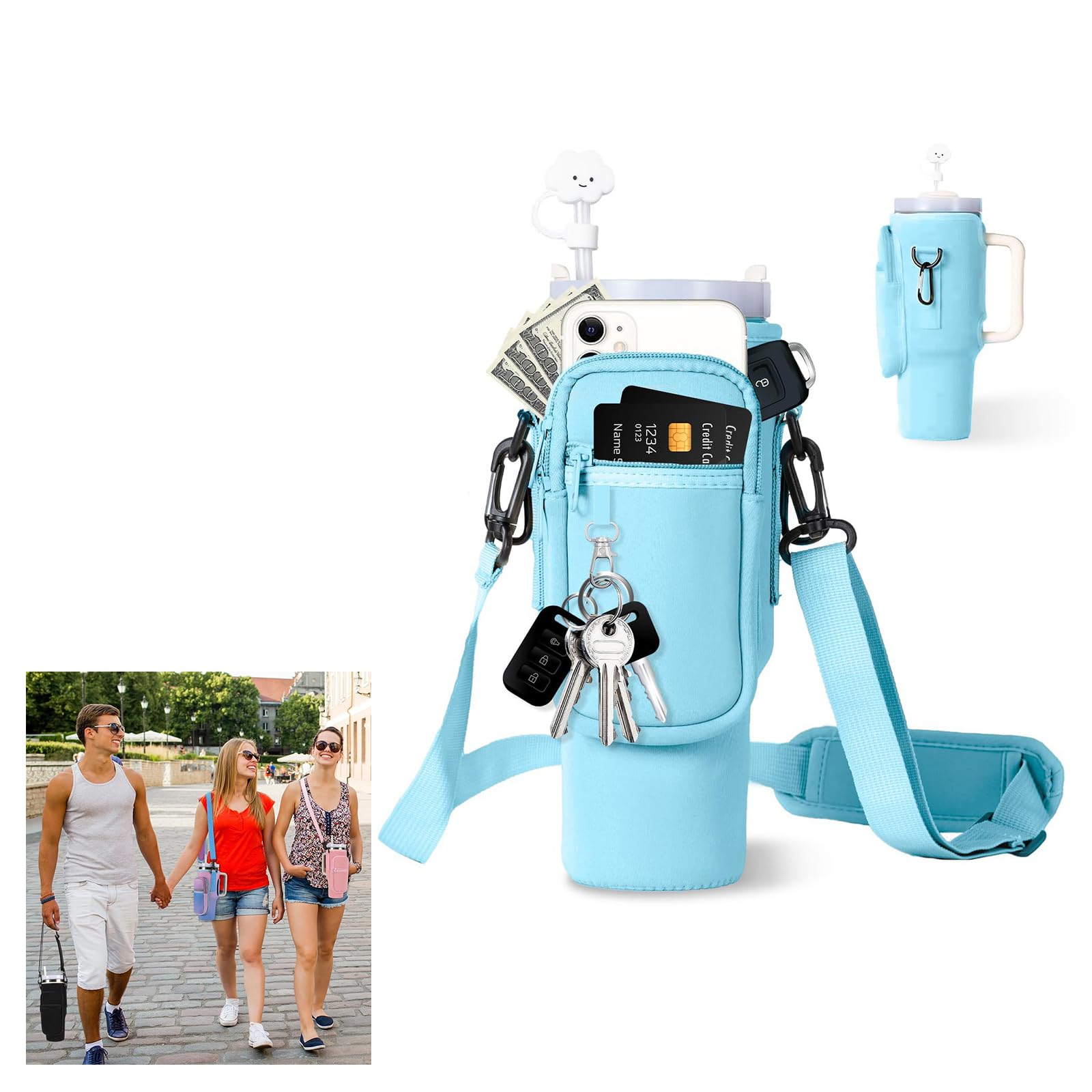 【送料無料】[GreenGee] 水筒カバー スタンレー用カップホルダー 【断熱・保冷・調節可能】 水筒ホルダ..