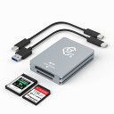【送料無料】CFexpressタイプB/SDデュアルスロットカードリーダーUSB C、USB 3.2 Gen 2 10Gpbs、CFexpressタイプBカード/SDメモリーカード対応、USB C - USB C/USB Aケーブル付きアルミニウムCFexpressカードリーダー