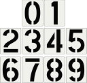 【送料無料】YFFSFDC ステンシルシート駐車場 番号 大文字25cm 数字 スプレー 吹き付けプレート 0-9道路線引き用塗装ナンバー駐車場用マーキング ラ...