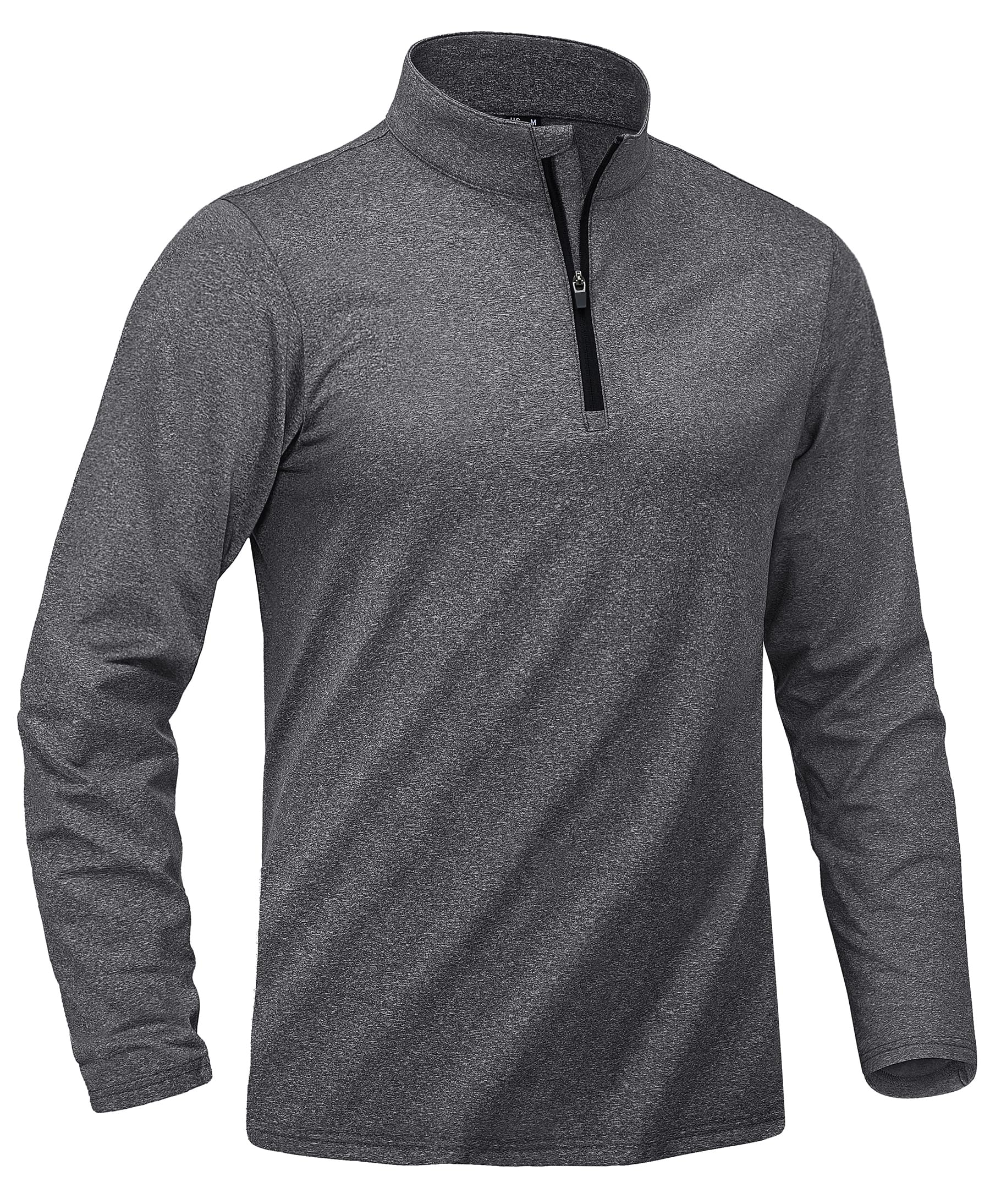 【送料無料】[KEFITEVD] 長袖tシャツ メンズ トップス 杢グレー tシャツ ストレッチ トレーニングtシャツ 大きいサイズ シンプル プルオーバーシャツ ダークグレー M