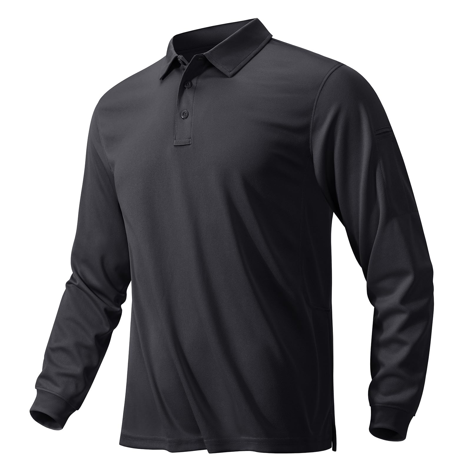 【送料無料】[KEFITEVD] 長袖ポロシャツ メンズ ゴルフ ストレッチ スポーツtシャツ 速乾 ワークポロシャツ ビジネス 襟付きシャツ 作業着 春服 ブラック XL