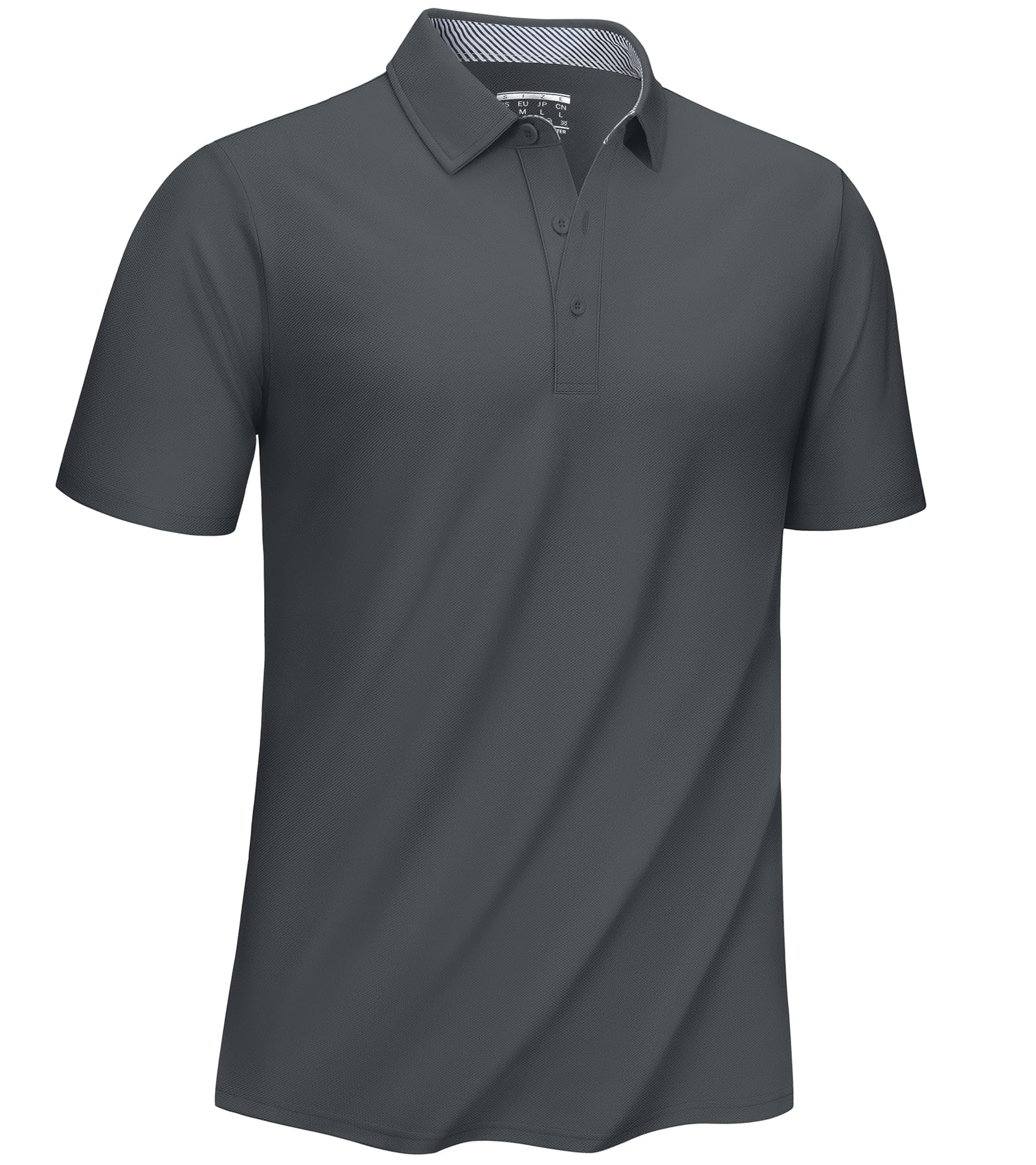 【送料無料】[KEFITEVD] ゴルフウェア メンズ ポロシャツ ビジネス 綿 襟付きシャツ ボタンダウン ポロ 大きいサイズ トップス ゆったり 夏服 tシャツ 吸汗速乾 ダークグレー M