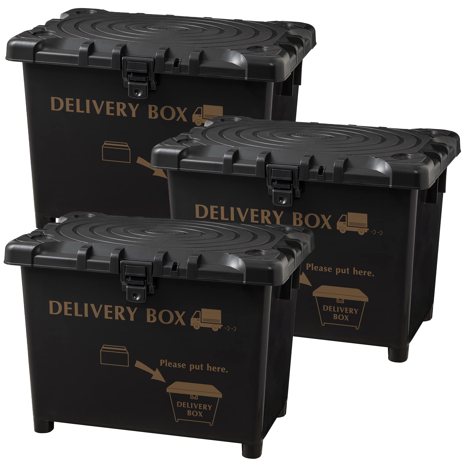 【送料無料】平和工業 宅配ボックス デリバリーボックス 日本製 ダークグレイ 70L 3個セット