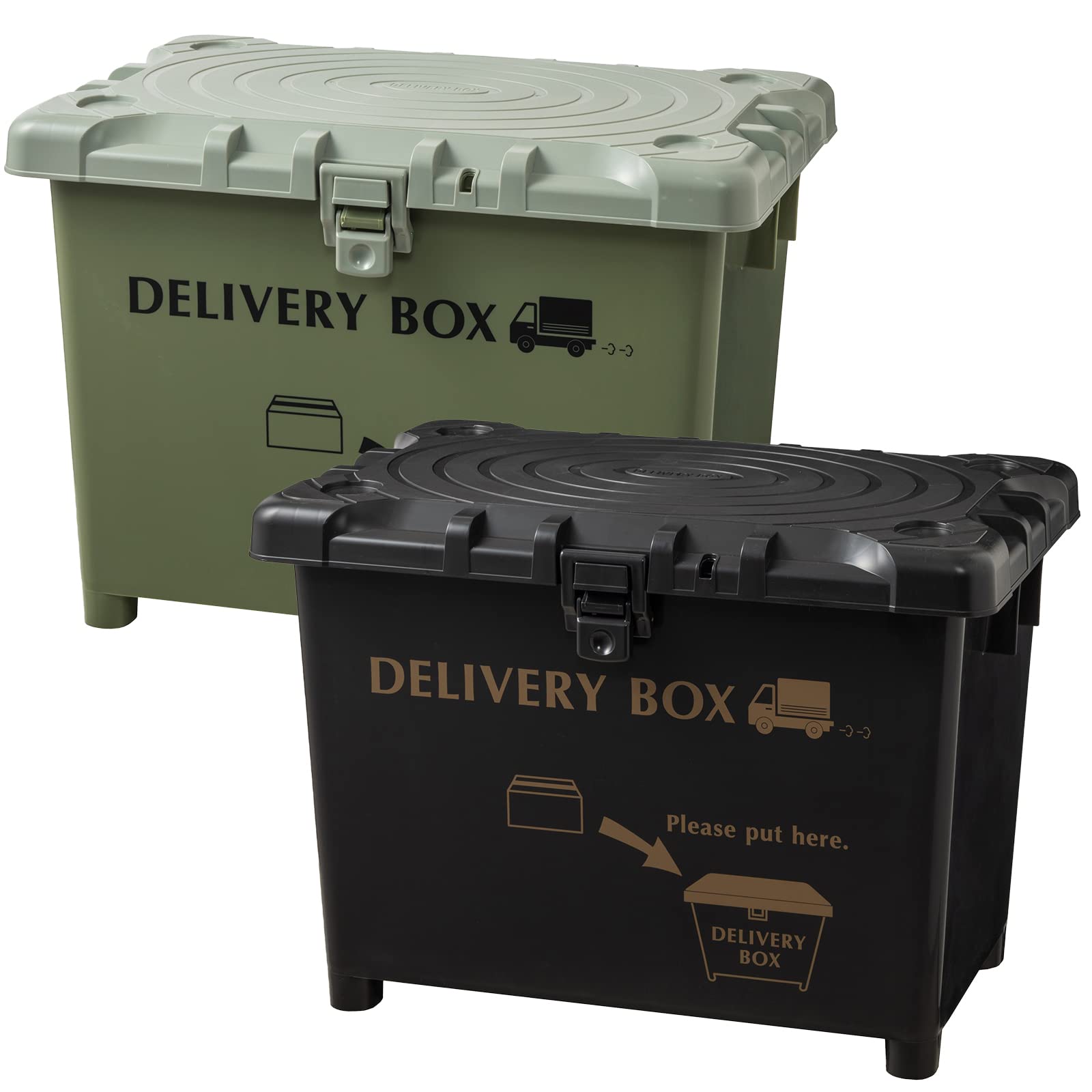 【送料無料】平和工業 宅配ボックス デリバリーボックス 日本製 ダークグレイ&カーキ 70L 2個セット
