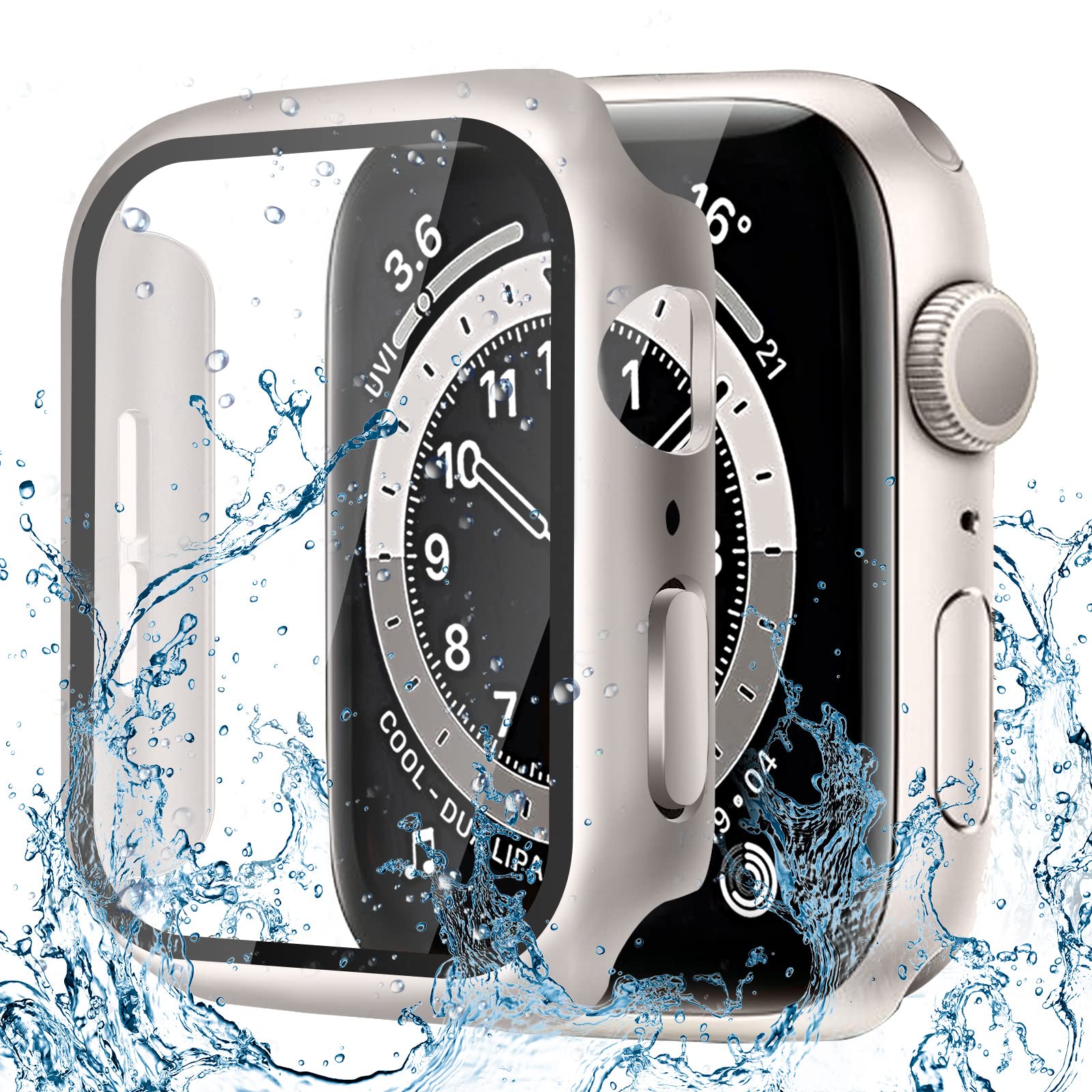 【送料無料】CAERMA Apple Watch用 ケース iWatch Series 10/9/8/7/6/5/4/SE2/SE 40mm対応 超薄型 アップルウォッチ用 カバー 防水 硬度9H 強化ガラス 高透過率 高耐久 耐衝撃 全面保護 Apple Watch用 カバー スターライト