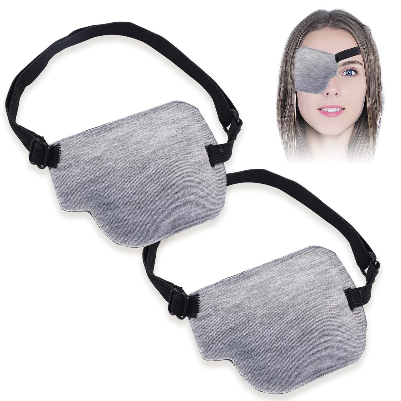 【送料無料】Rimikuru 片目眼帯 2点 セット 3Dアイパッチ アイマスク アイケア 黒 立体 遮光 眼帯 (グレー・左目用 2枚セット)