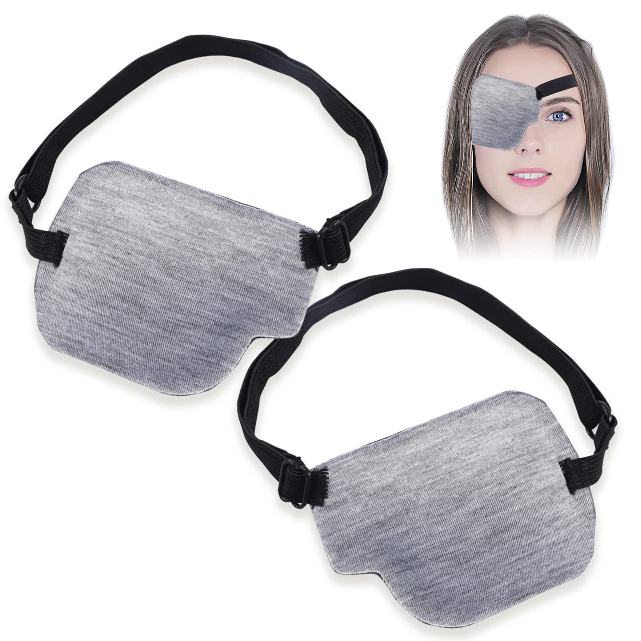 【送料無料】Rimikuru 片目眼帯 右目 左目 2点セット 3Dアイパッチ アイマスク 立体 遮光 眼帯 (グレー)