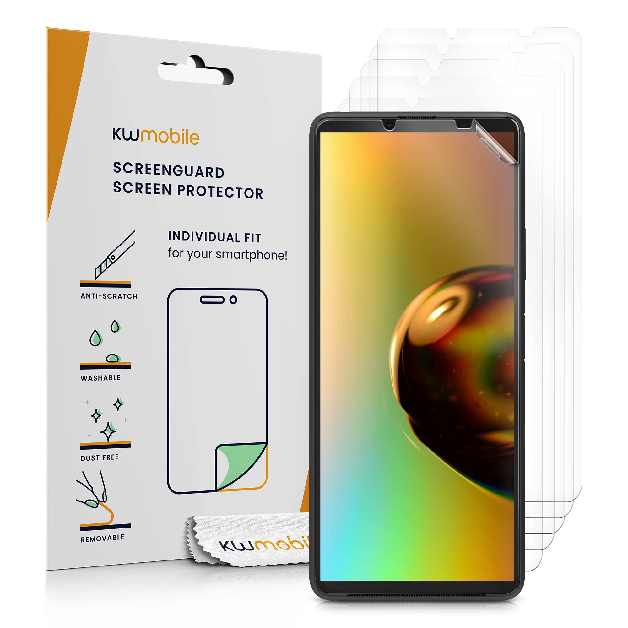 【送料無料】kwmobile 6x 保護フィルム Sony Xperia 10 IV対応 フィルム - ディスプレイ保護フィルム ..