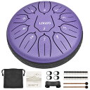 【送料無料】スリットドラム スチールタングドラム LEKATO 金属ドラム 11音 6インチ 打楽器 マレット 収納バッグ付き 瞑想 ヨガ 禅 (パープル)