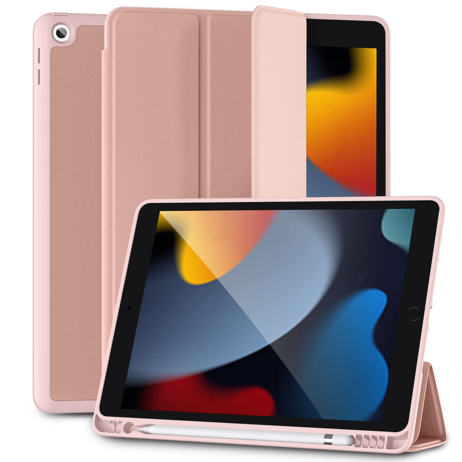 【送料無料】Maledan 対応iPad 9世代 ケース ペン収納 対応iPad ケース 第8世代 軽薄 衝撃吸収 TPU スタンド機能付き オートスリープ/ウェイク 対応iPad 第9世代 ケース