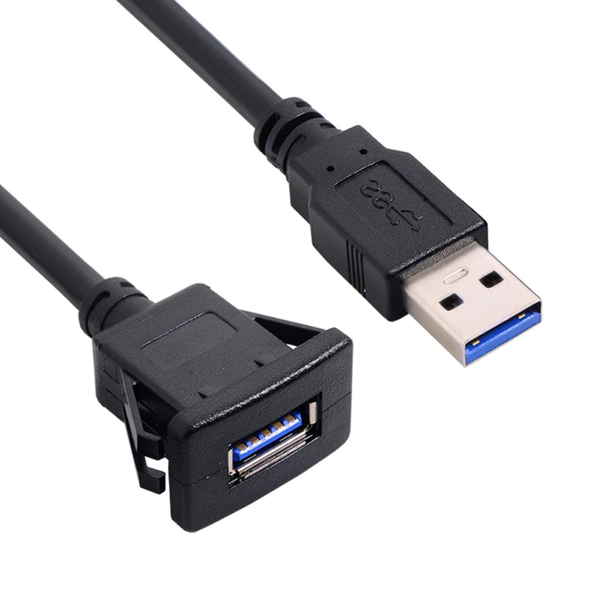 【送料無料】cablecc 1m 防水 USB 3.0 延長ラッチマウント 車載AUXケーブル ダッシュボードパネル用 (シングルUSB 3.0)