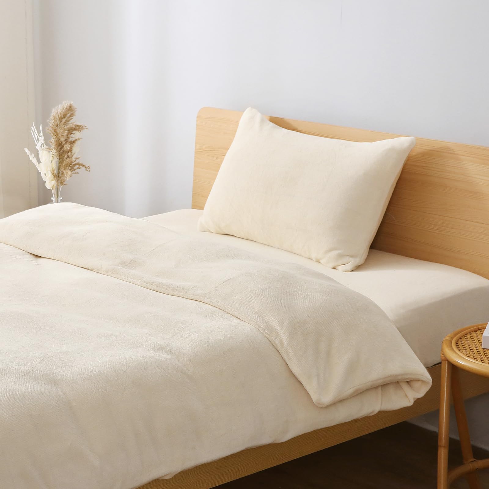 【送料無料】SE 掛け布団カバー ダブル 冬 あったか フランネル ふわふわ マイクロファイバー 静電気防止 洗える 毛布にもなる掛けふとんカバー ずれ防止 （アイボリー・190X210cm） 「SE Softexly」