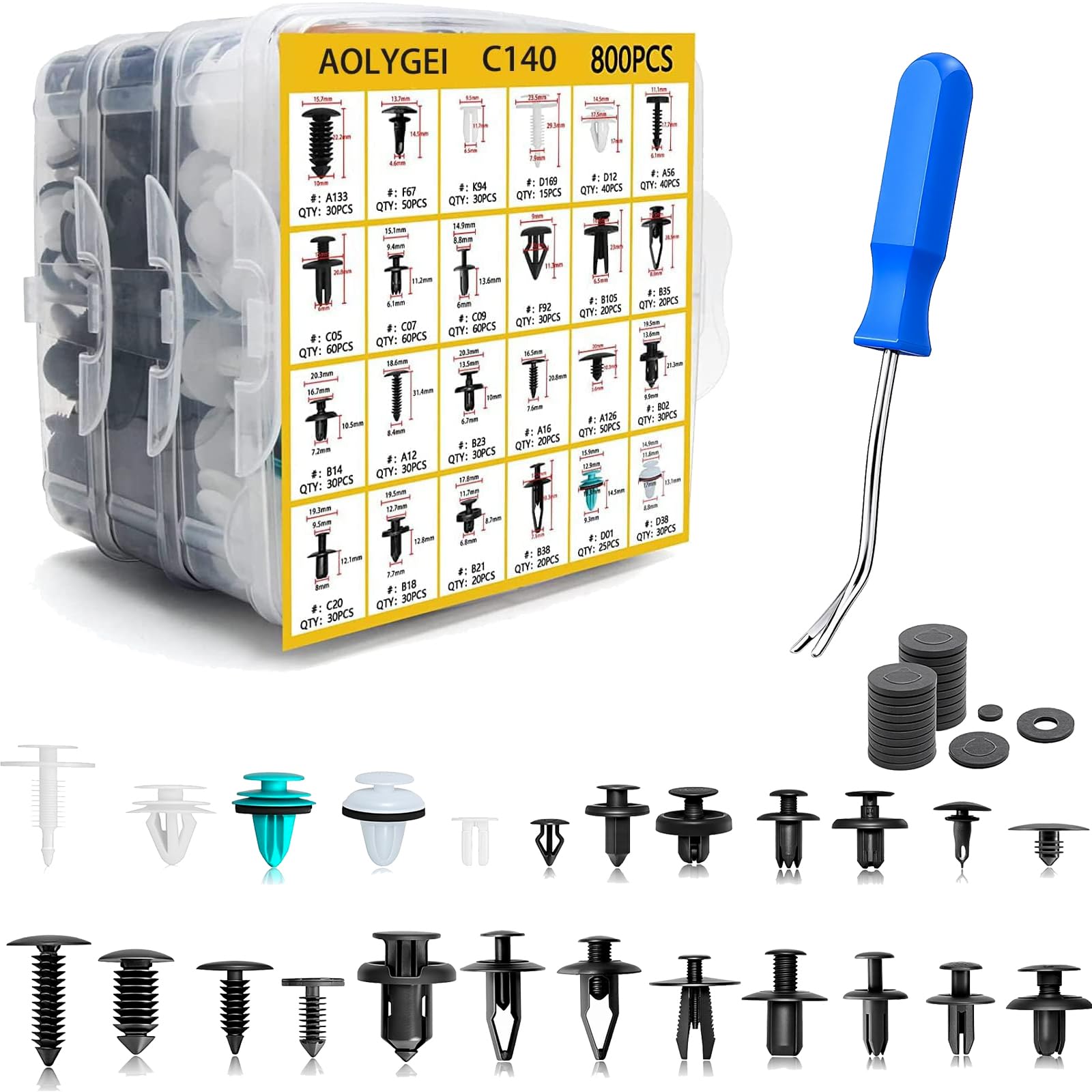 【送料無料】AOLYGEI リベット 自動車 フェンダー バンパークリップ プッシュ 821個 24種類 ユニバーサ..