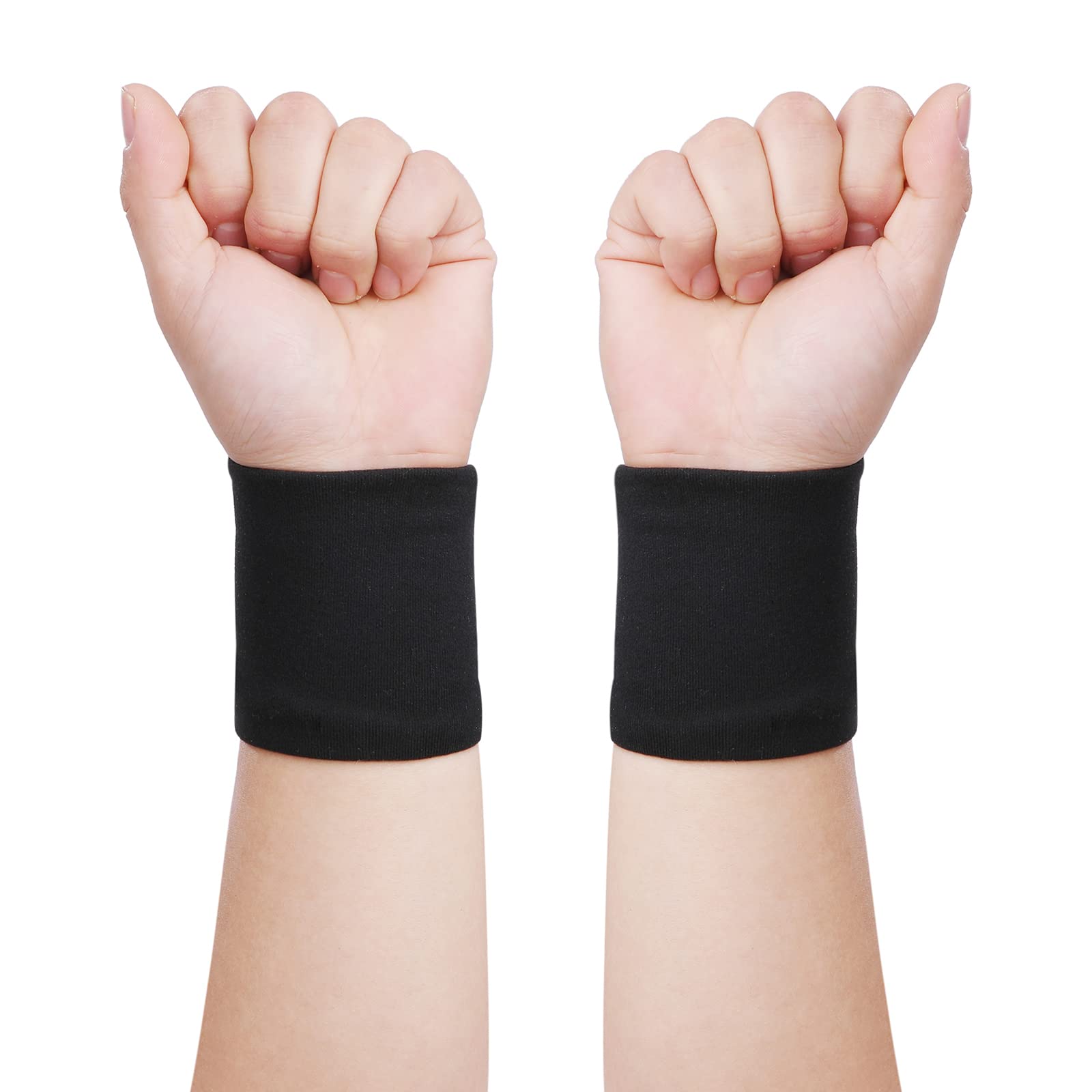 【送料無料】CINECE リストバンド 吸汗速乾 抗菌防臭 バンド スポーツバンド 手首バンド 汗止め 秋冬 無地 通気性いい 伸縮性いい 手首保護 (8cm ブラック)