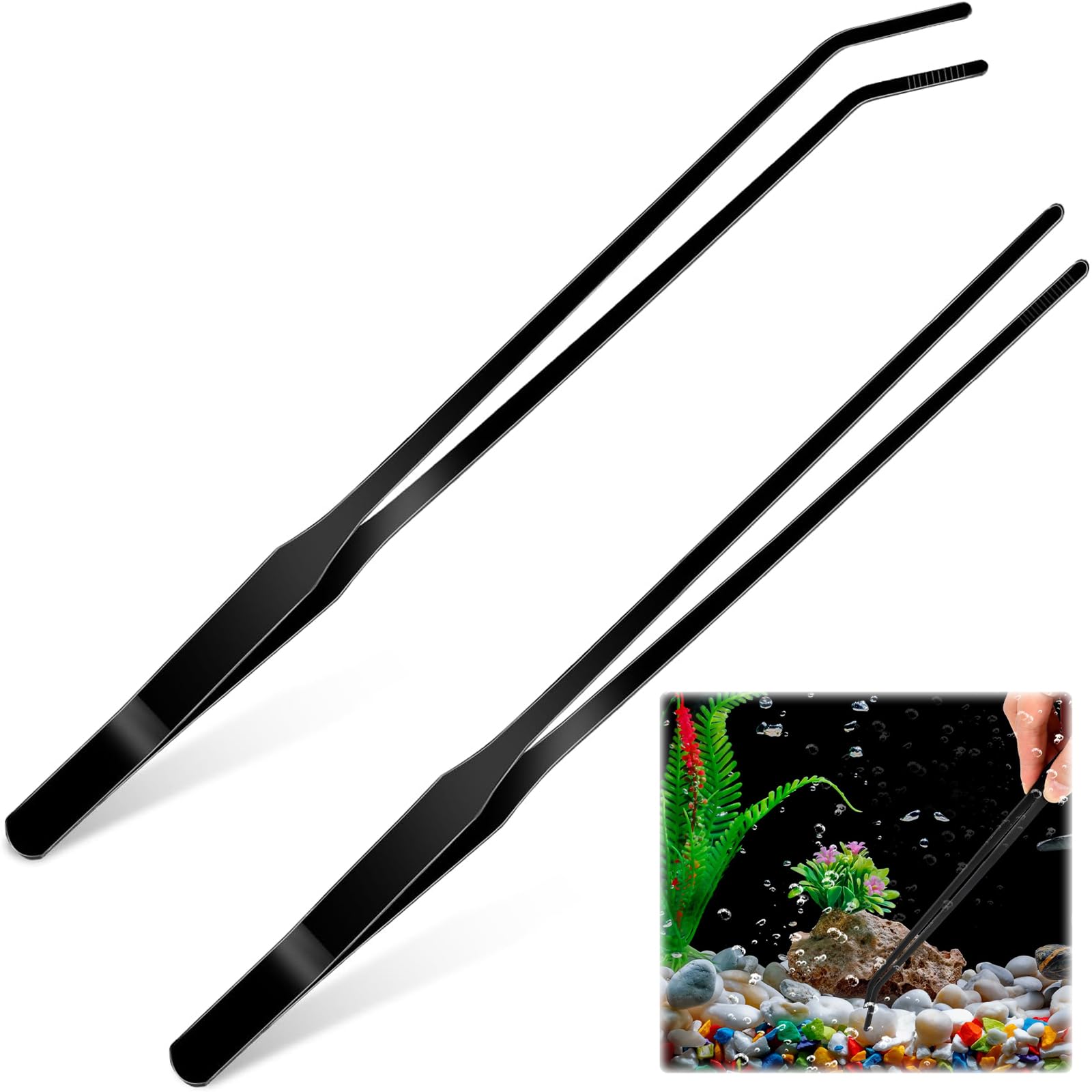 【送料無料】DELUXEFOX 水草 ピンセット ピンセット 長い (2個セット) ステンレスピンセット 爬虫類 ピ..