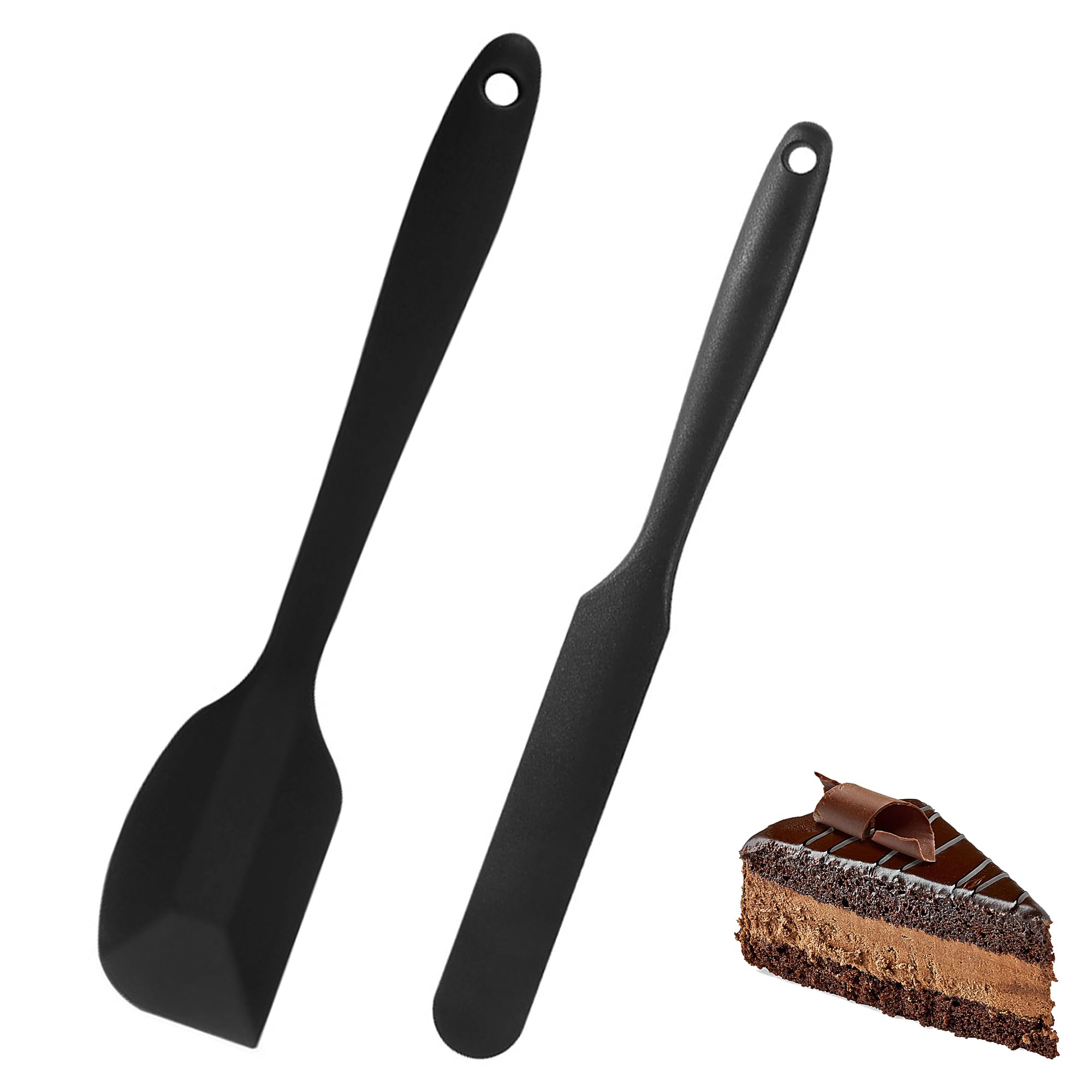 【送料無料】DELUXEFOX スパチュラ 2個セット シリコンヘラ ゴムヘラ シリコン製 キッチンアイテム ゴムベラ 耐熱 キッチンツール 食洗器対応 シリコン製 ケーキ クリーム 料理 製菓器具 お菓子作り (ブラック)
