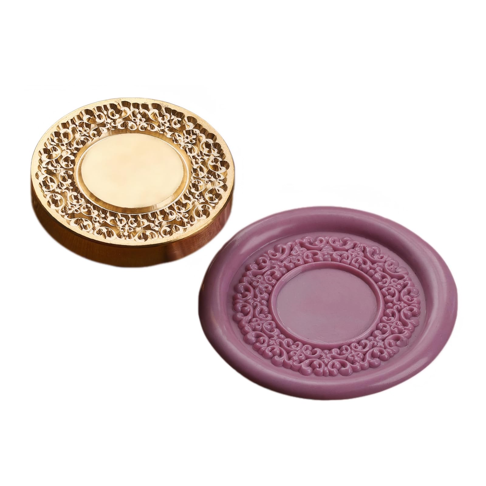 【送料無料】DELUXEFOX シーリングスタンプ ヘッド無地 額縁 30mm真鍮製 シーリングヘッド シーリングスタンプヘッド 交換部品パーツ ワックスプリント 手作り 単品【円形-アイリス風の額縁】