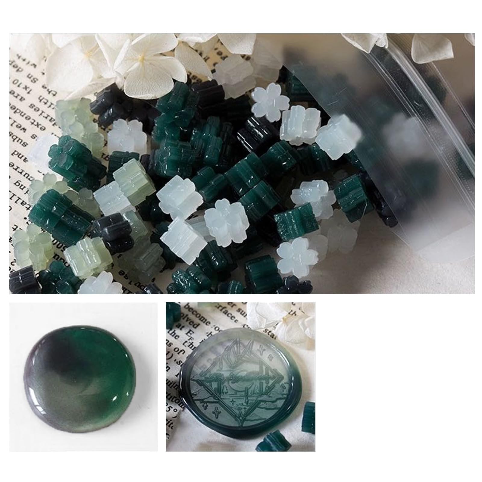 【送料無料】YAMOXLS シーリングワックス ワックスビーズ セット 封蝋 小粒 桜形 半透明 混色 可愛い ..