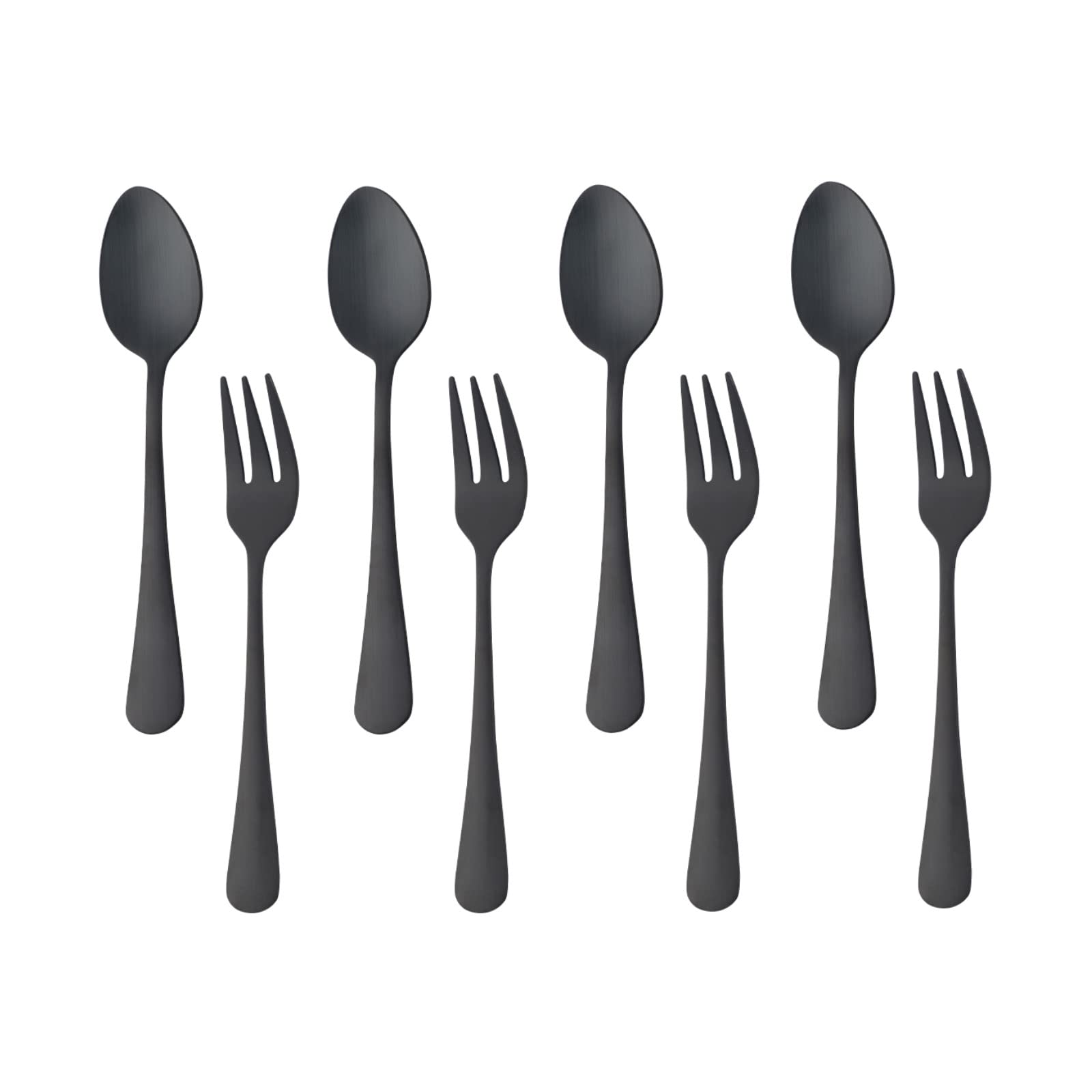 【送料無料】BISDARUN デザートフォーク スプーンセット ケーキフォーク ティースプーン 8本 18-0ステンレス つや消し サテン仕上げ 食洗器使用可 ...