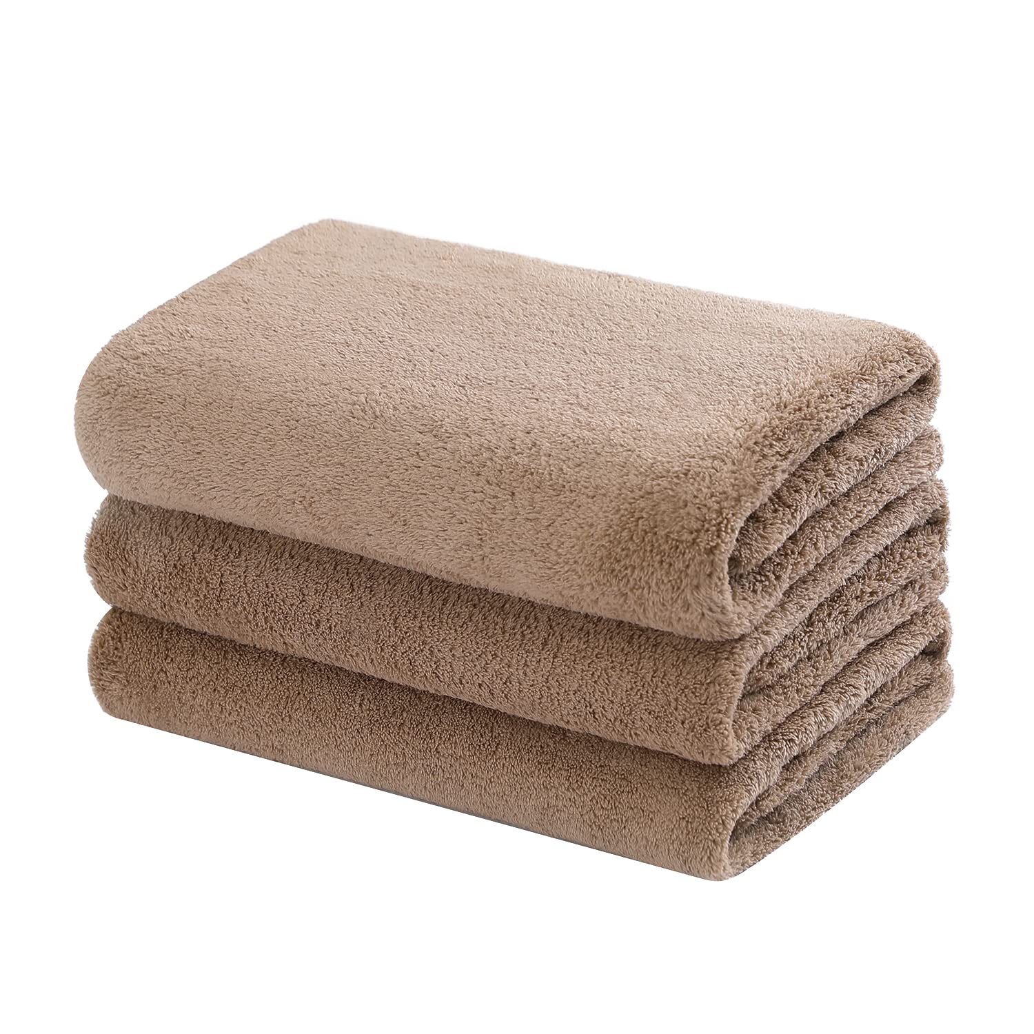 【送料無料】Oseamaid バスタオル 大判 3枚セット マイクロファイバー タオル 吸水速乾抗菌防臭(コーヒ..