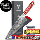【送料無料】SANMUZUO Chef Knife - 8 inch - Xuan Series - VG10 Damascus Steel Kitchen Knife - Resin Handle (Sunset Red)