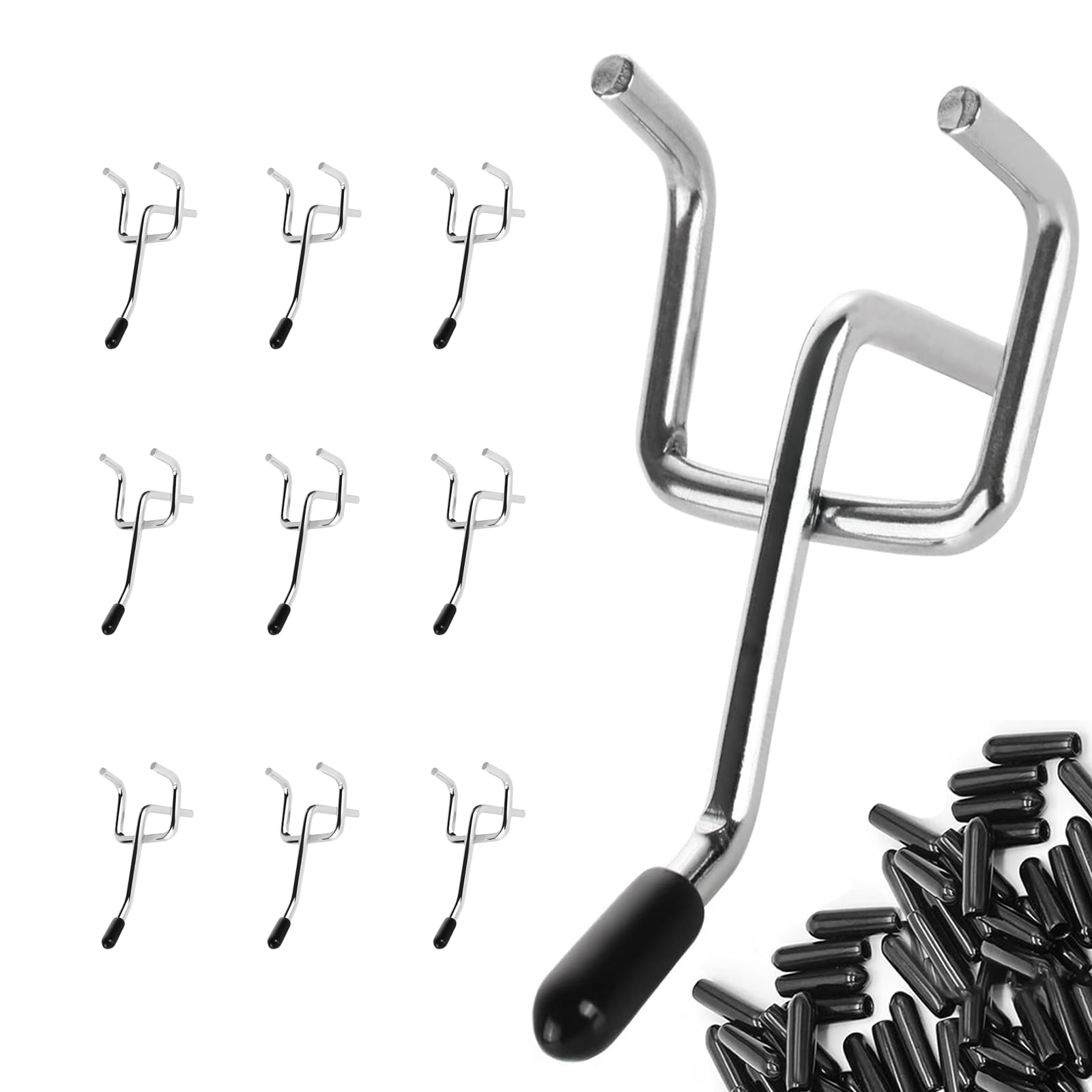 【送料無料】Nivithi 有孔ボード フック 55本 パンチングボードフック ゴム付き T型 穴ピッチ25mm 穴径5-6mm専用 固定 止め 金具 ディスプレイ 壁面収納 商品展示 長さ50mm PHS5