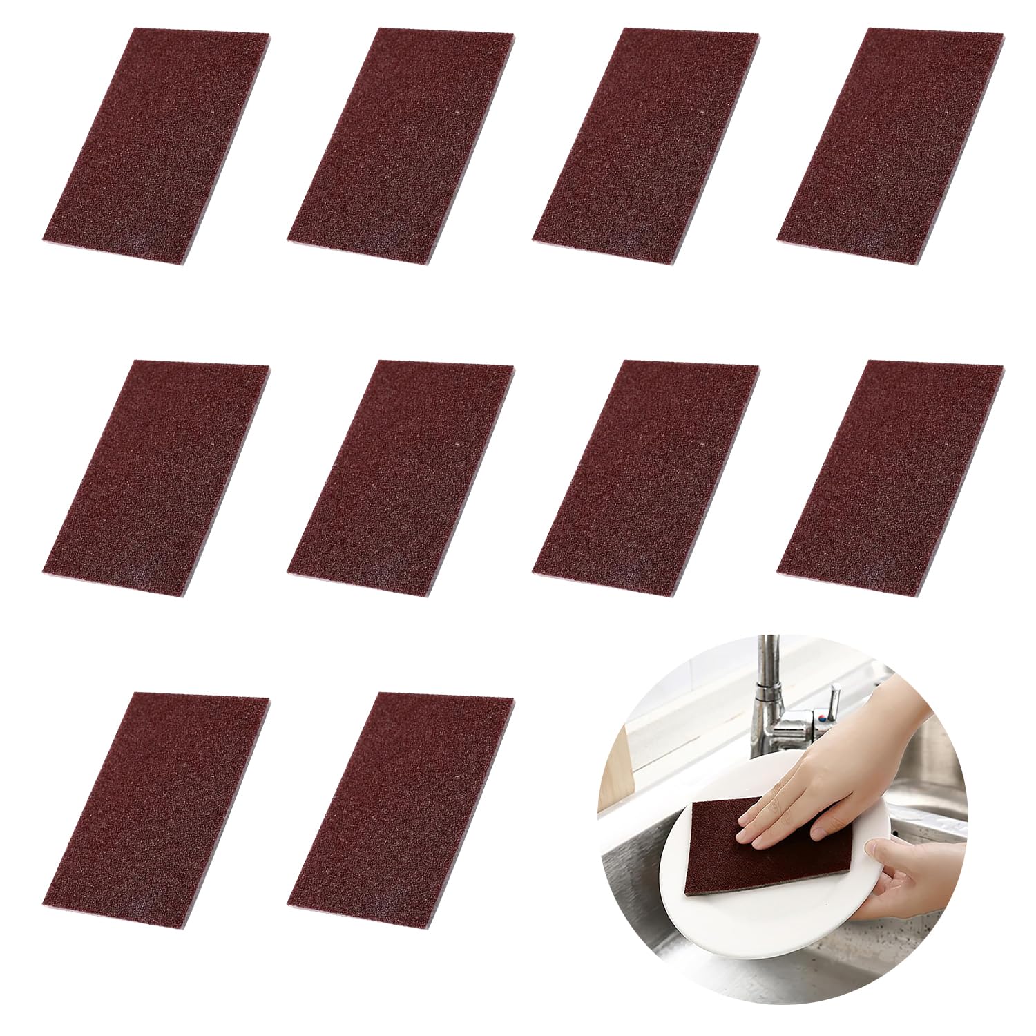 【送料無料】PAVIKE焦げ取りスポンジ 【10個入り】クリーニングスポンジ 焦げ落とし スポンジ 研磨粒子入り、両面デザイン、台所の鍋やフライパン、シンクなどの洗浄に適しています