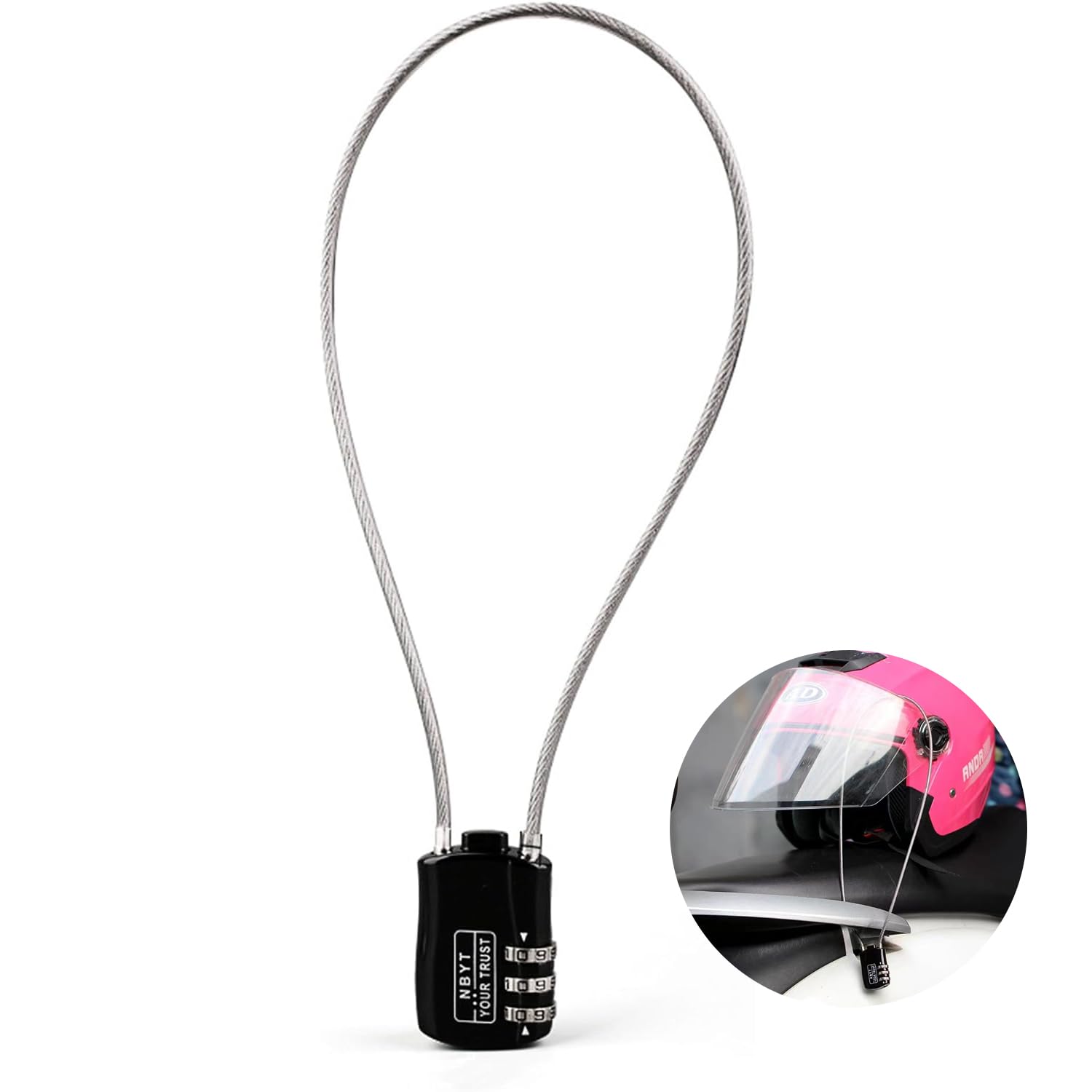 【送料無料】PAVIKE南京錠ダイヤル 【ブラック】南京錠ワイヤーロック ダイヤル式ロック 持ち運びが簡..