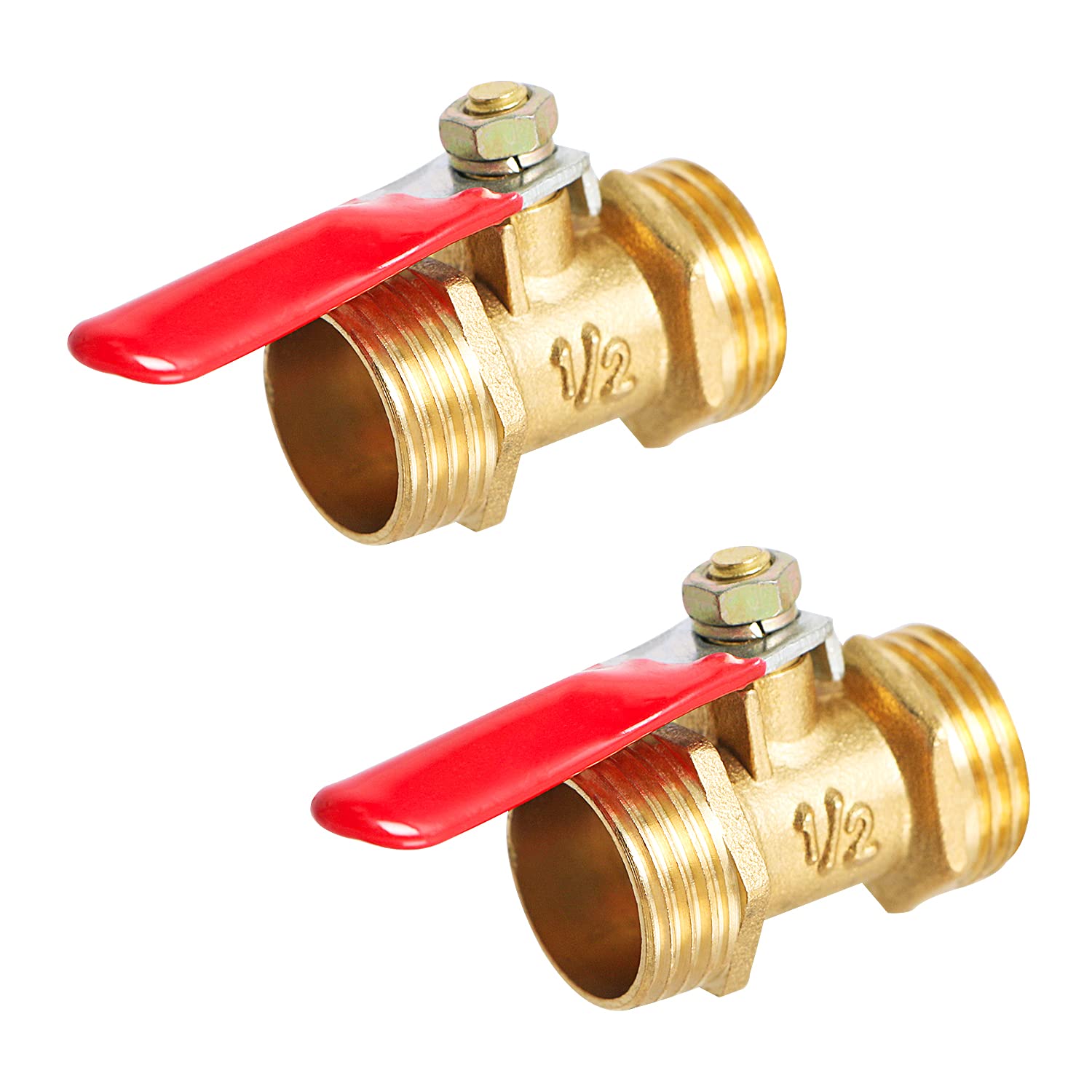 【送料無料】Aopinボールバルブ真鍮G 1/2" おねじ x G 1/2" おねじバルブ水、油、ガスの液体を遮断、ビ..