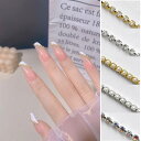 【送料無料】Chisafly ネイルパーツ チェーン ネイル チェーン パール チェーン きらきら 裁断可能 2本 約50cm (パール-ゴールド)