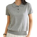 【送料無料】ノーブランド品 VolenTシャツレディース半袖ポロシャツ綿無地トップスボタン付きシンプ ...