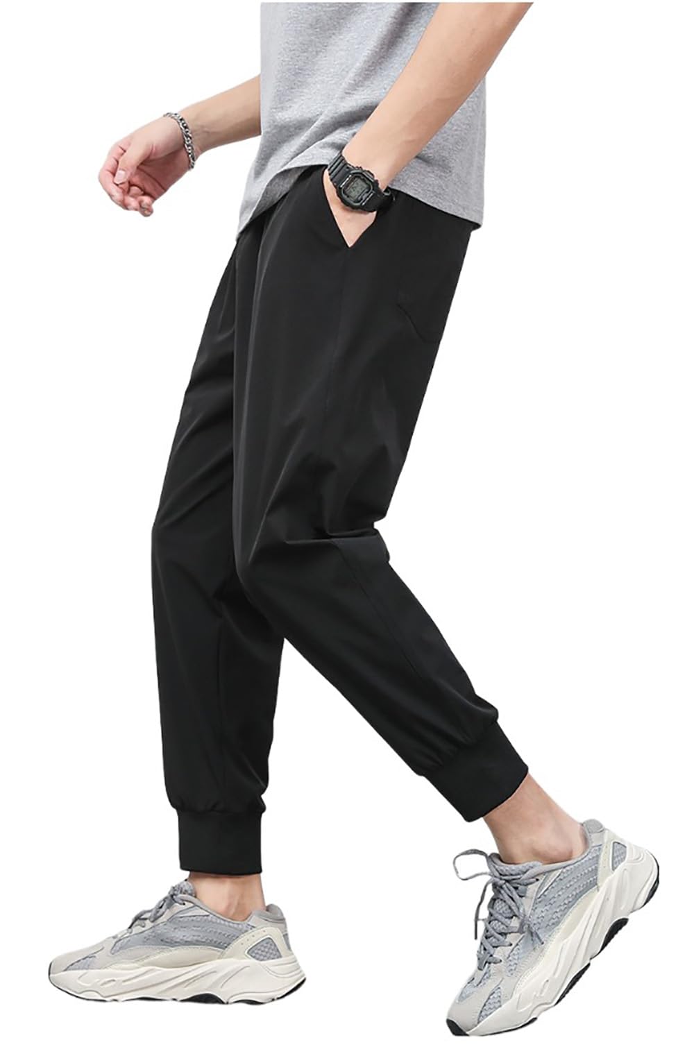 【送料無料】[CNYA] アイスシルクパンツ メンズ パンツ ジョガーパンツ 夏 冷感パンツ ズボン ストレッチパンツ 9分丈 ストレッチ 薄手 イージーパンツ 大きいサイズ ゆったり 涼しい 清涼 涼感 通気性 吸水速乾 快適 ボトムス ズボン エアパンツ