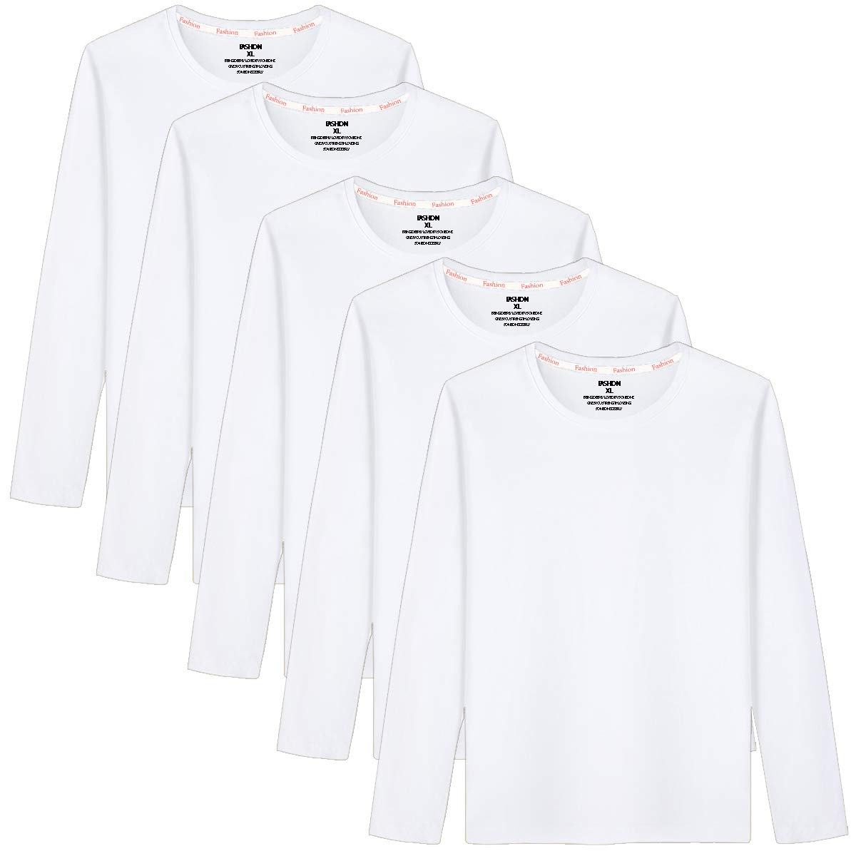 【送料無料】Sukinana インナーシャツ メンズ 肌着 5点セット 綿100% 長袖 tシャツ 丸首 防菌防臭 柔らかい 快適 メンズ 服 春 秋 冬 (L, ホワイト)